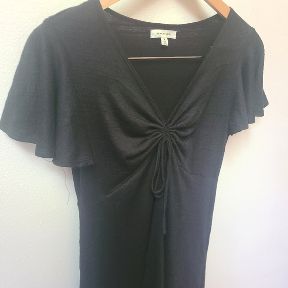 Max Studio Cinched Front Flutter Sleeve Midi Dress Size Medium - Picture 8 of 8